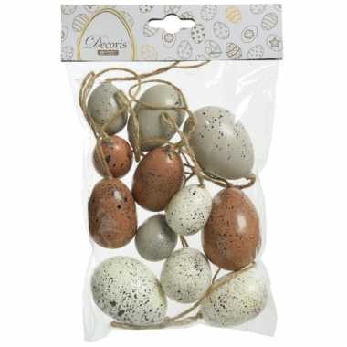12x stuks kunststof vogel eieren/paaseieren 4/5/6 cm