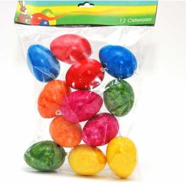 24x stuks paaseieren hangdecoratie pasen thema marmer kleurenmix 6 cm