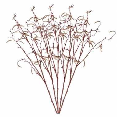 5x nep planten betula pendula/berkenkatjestak kunstbloemen takken 66