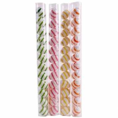 Hangdecoratie paaseieren geel/wit gestreept 12 stuks