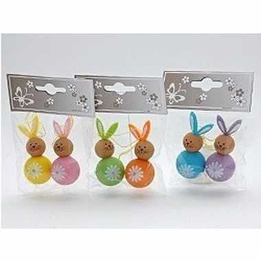 Paastak haasjes geel/roze 2 stuks