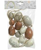 12x stuks kunststof vogel eieren paaseieren 4 5 6 cm