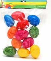 12x stuks paaseieren hangdecoratie pasen thema marmer kleurenmix 6 cm