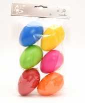 12x stuks paaseieren hangdecoratie pasen thema vrolijke kleurenmix 8 cm