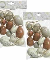 48x stuks kunststof vogel eieren paaseieren 4 5 6 cm
