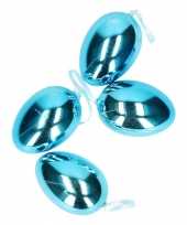 4x blauwe paaseieren plastic 6 cm