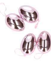 4x zilveren paaseieren plastic 6 cm