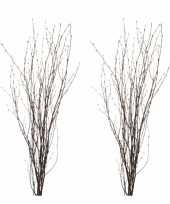 6x bosjes pasen versiering paastakjes bruin 115 cm van echt hout