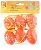 6x stuks pasen paas hangdecoratie paaseieren oranje 6 cm