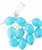 Decoratie paaseieren lichtblauw led lichtsnoer op batterijen 192 cm
