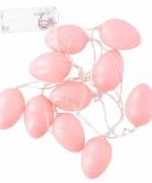 Decoratie paaseieren lichtroze led lichtsnoer op batterijen 192 cm