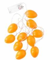Decoratie paaseieren oranje led lichtsnoer op batterijen 192 cm