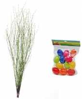 Pasen decoratie takken groen 75 cm met gekleurde versiering