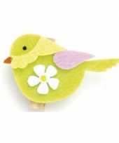 Vilten groene vogel knutselen 6 stuks